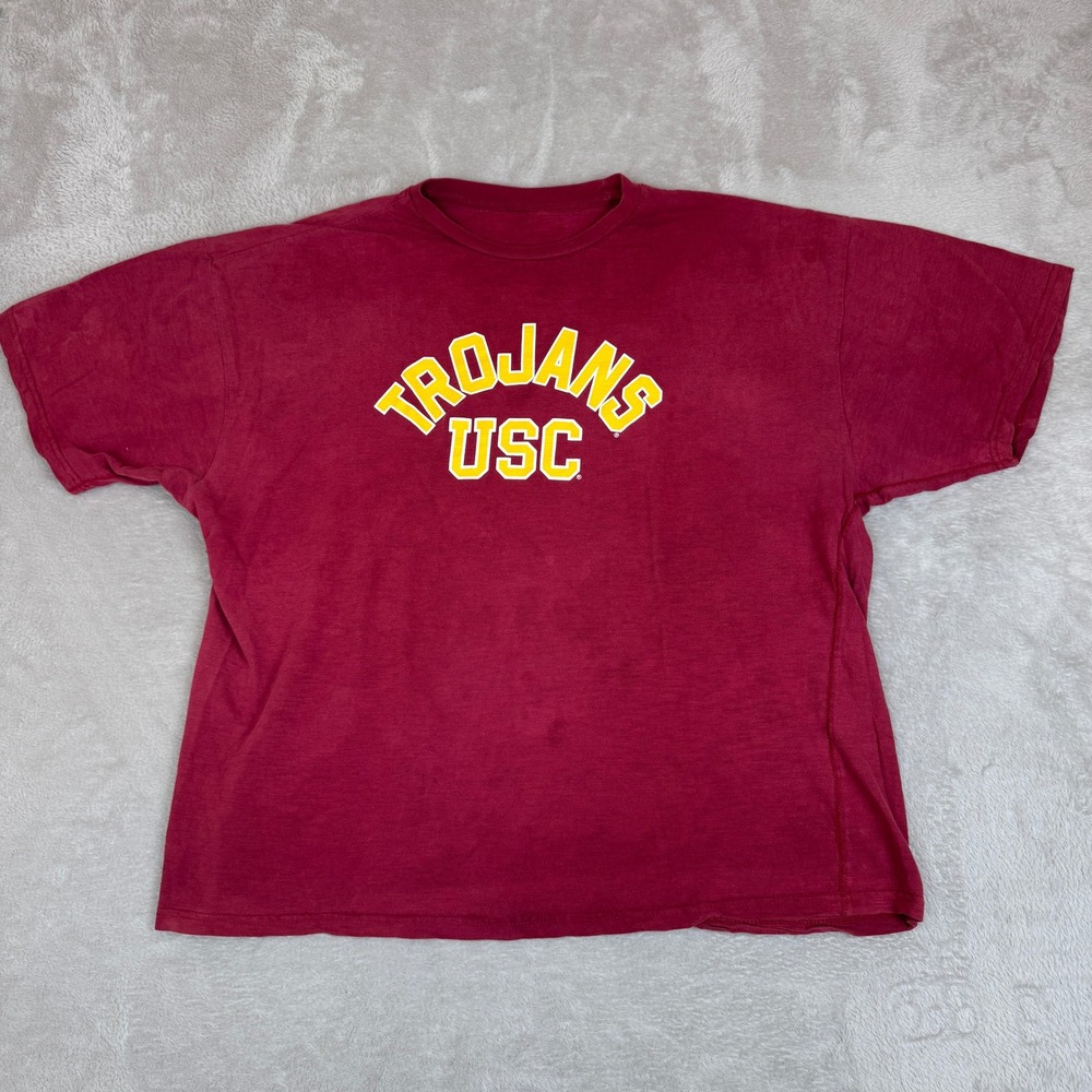 USC Trojans NCAA Division Football Sports Shirt Mens 2XL Red‎ Preowned Basic Tee